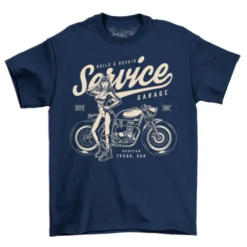 Service Girl Garage Repair Motorcycle Café Racer Men's Short Sleeve T-Shirt Top