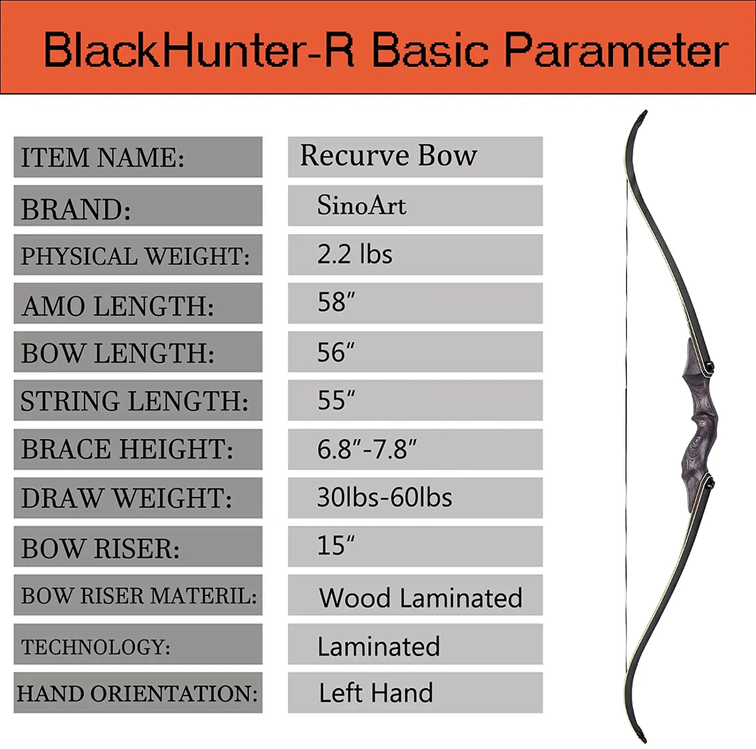 Onebows 58inch Takedown Recurve Bow Bamboo Limbs Archery Right and Left Handed Riser Bow for Hunting Target Shooting 30 65Lbs