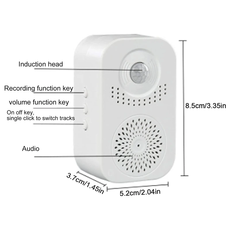 ยินดีต้อนรับ Doorbell Infrared Motion Sensor เปิดใช้งานเสียงที่สามารถบันทึกได้สำหรับ Audio Player Entrance Welcome Doorbell