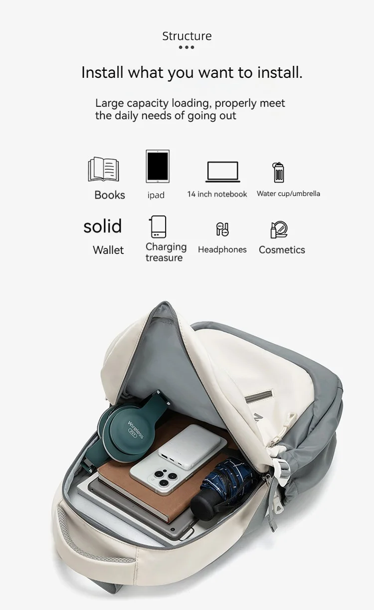 Large Capacity Lightweight and Simple Travel Canvas Backpack, Nylon Waterproof Casual Backpack, 15/16 Inch Laptop Backpack