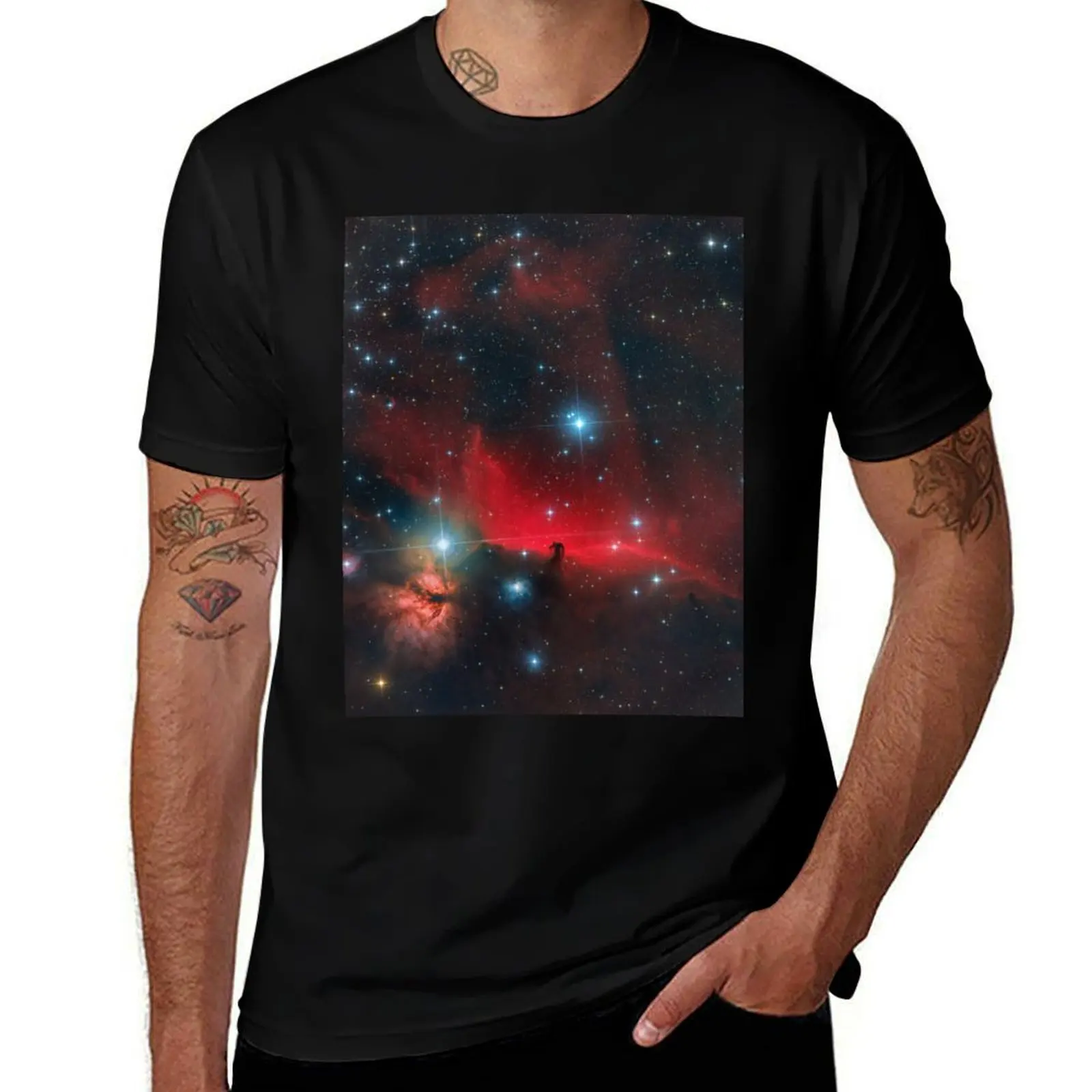 

Футболка Horsehead Nebula, винтажная аниме-рубашка, рубашка большого размера с аниме, мужские белые футболки с аниме