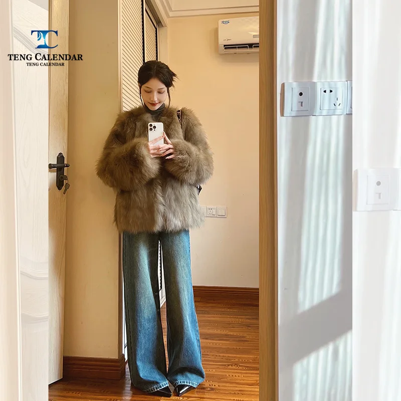 Coffee Colored Otter Rabbit Fur Coat, High-end Fur Integrated Eco-friendly Fur Coat, Women's Autumn and Winter 2024 New Model
