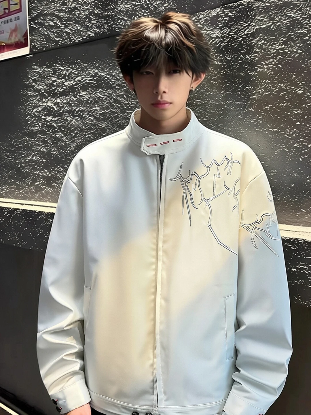 White Embroidered Short Jacket - Harrington Jacket 评论和价格