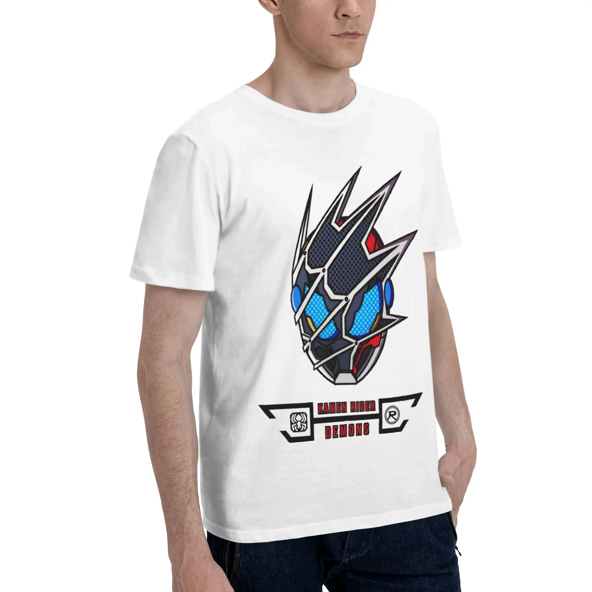 REVICE DEMONS SPIDER Men's T Shirt Kamen Rider Casual Tee Shirt Short Sleeve Round Neck 100% Cotton Printed Clothes T-Shirt