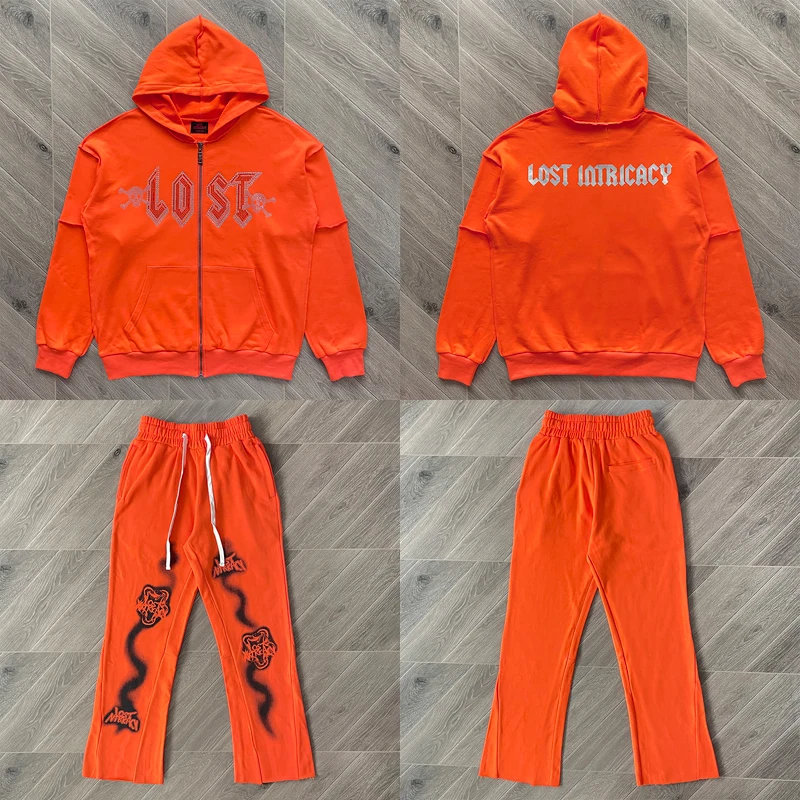 حار الماس رسالة فقدت المعقدة هوديس الشارع الهيب هوب جاكيت زيبرا المفقودة معقدة البلوز Sweatpants الرجال النساء الصورة الحقيقية