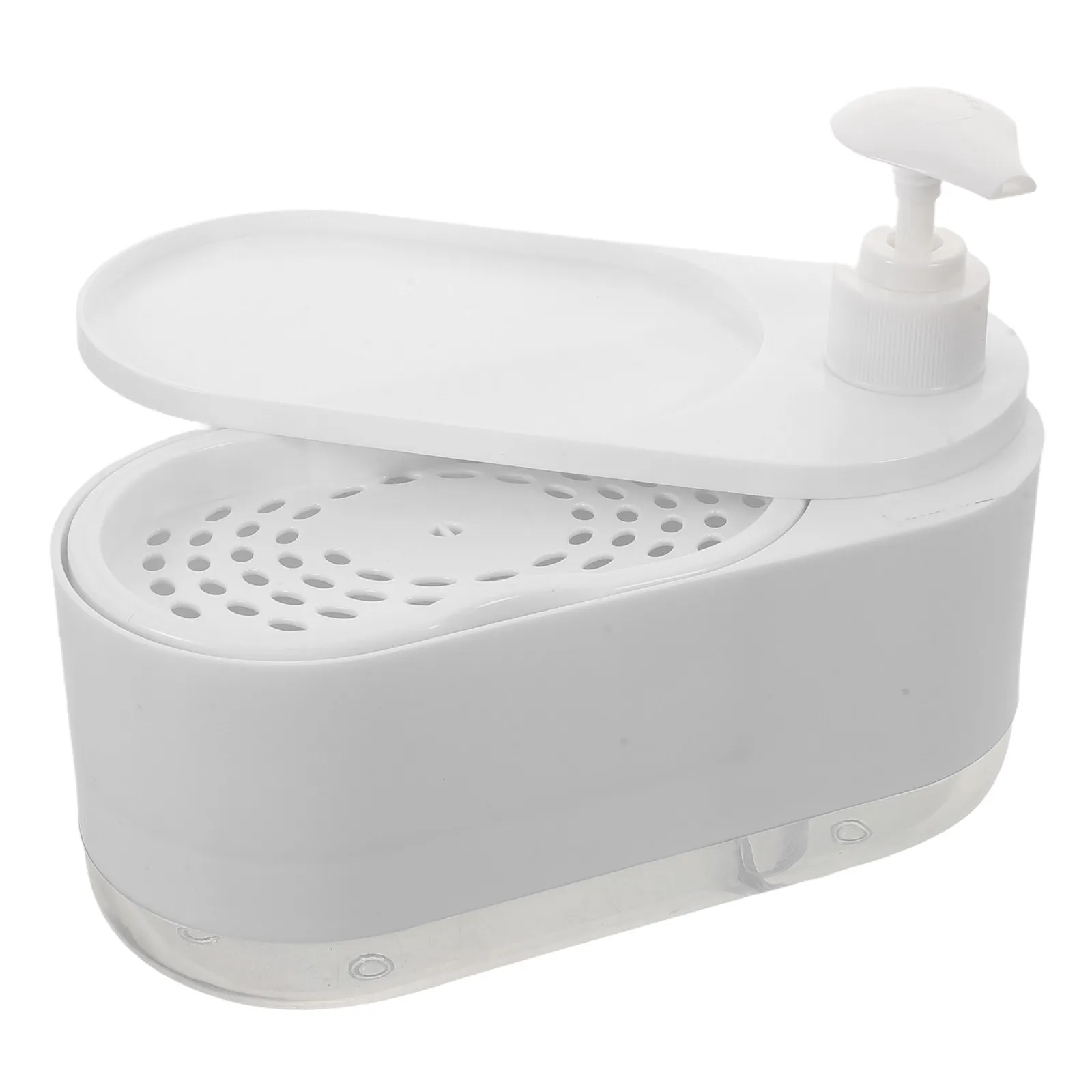 

Kitchen Soap Dispenser Refillable Pump Plastic Dishsoap Dispenser Sponge Holder Liquid Hand Container Countertop Organizer