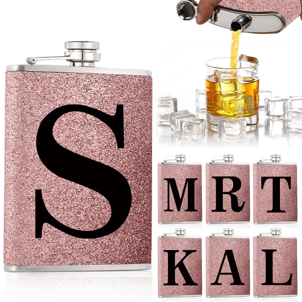 

Wine Pot Flask For For Men Stainless Steel Water Bottle Wine Bottle Portable Pockets Wine Pot For Camping Black Letter Pattern