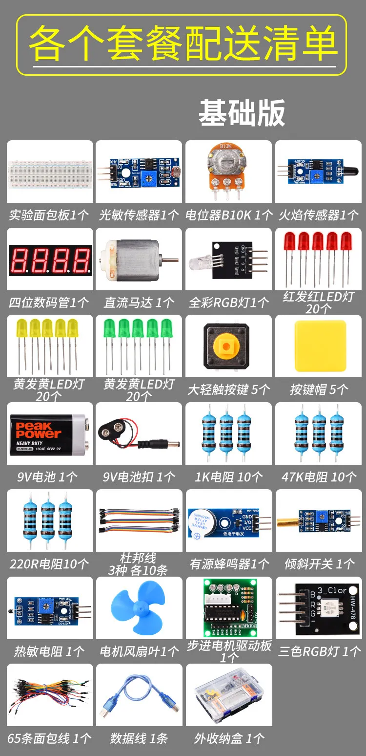 UNO R3 Starter-Kit für Arduino Komplettes Anfänger-Lernset mit Sensoren, Motoren, LCD-Display und Projekt-Tutorial DIY STEM – Detail 2