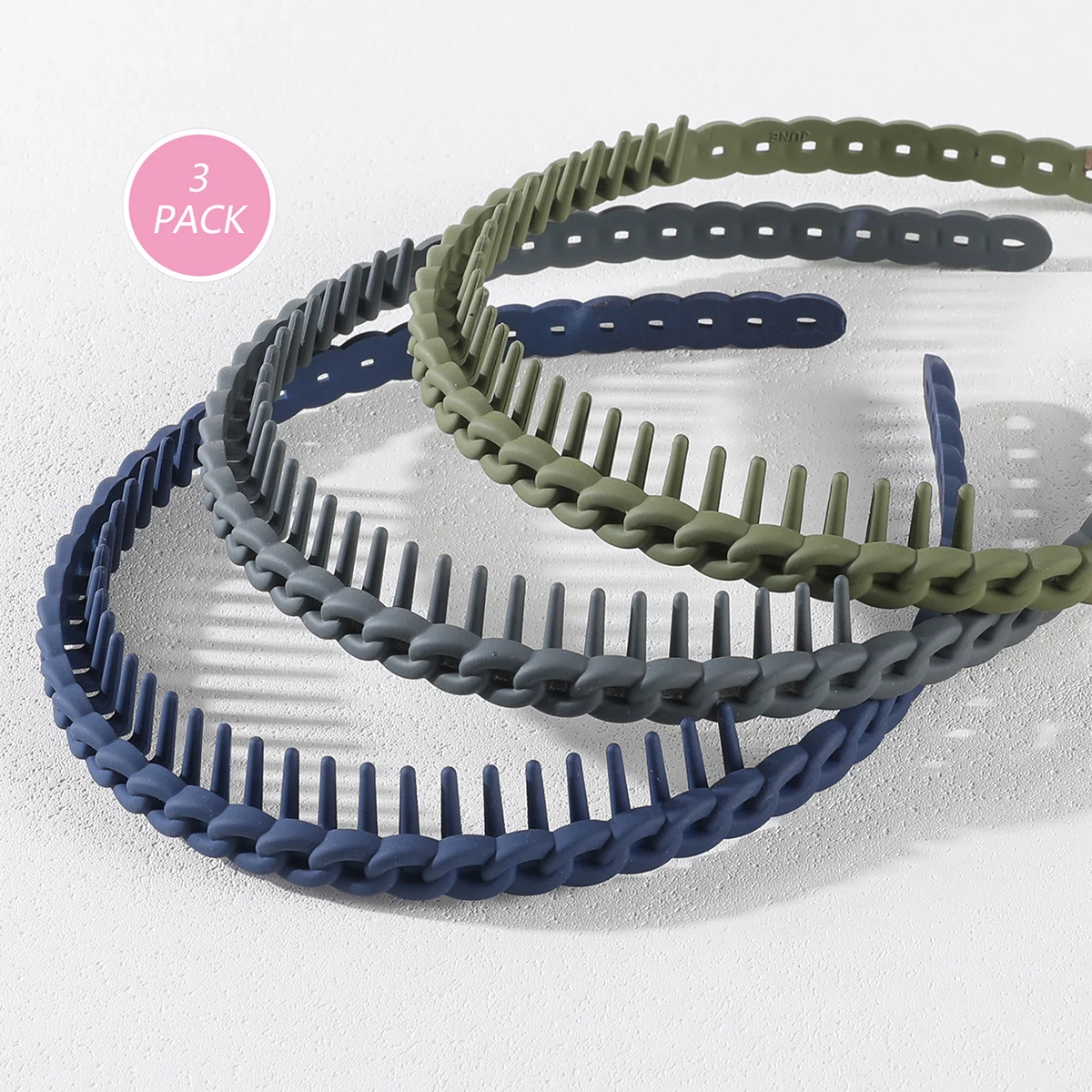 3Pcs Fashion Solid Color Plastic Hairbands For Women Toothed Wave Combs Non-slip Hair Bands Hair Accessories Girl Face Wash Head