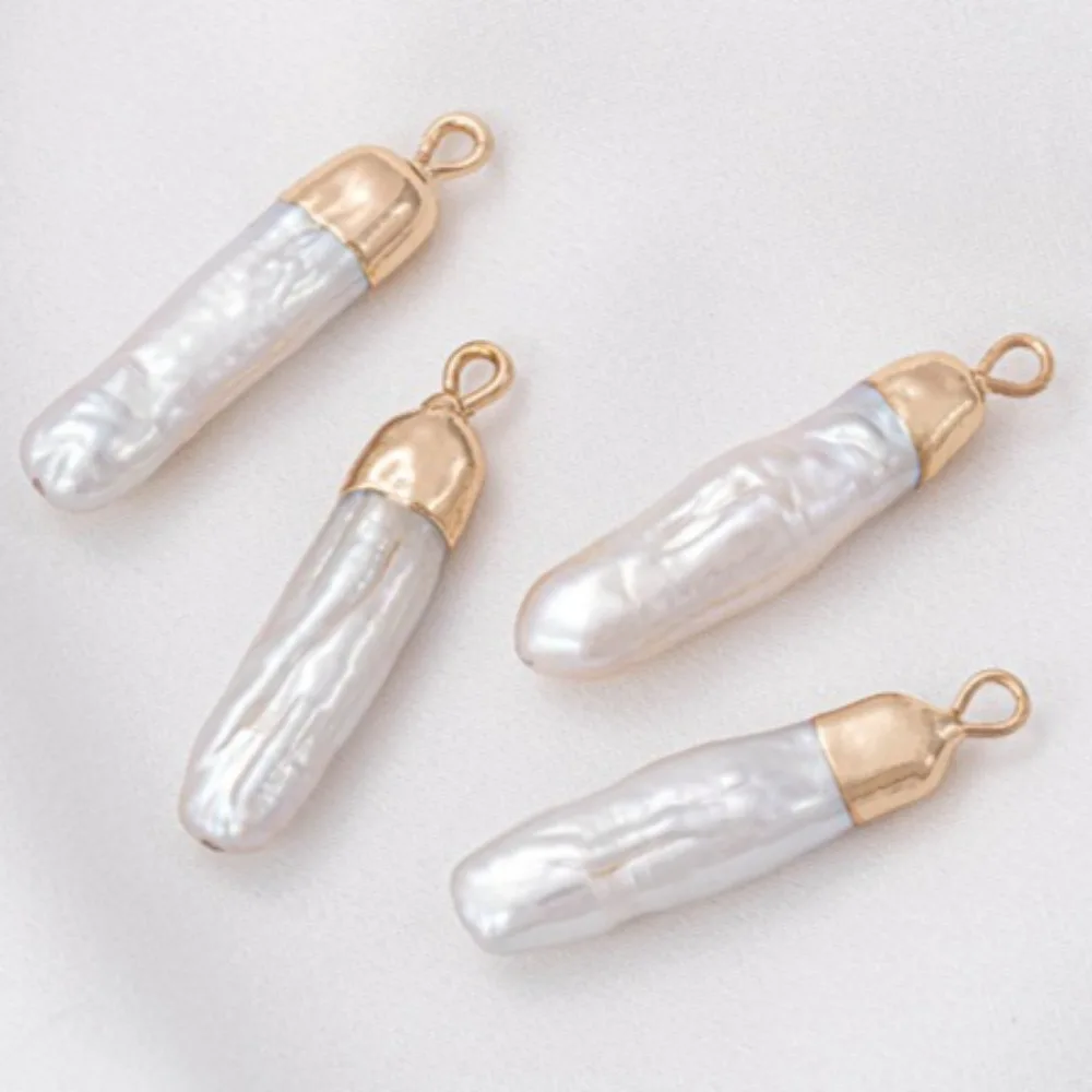

Natural Freshwater Pearl Baroque Long Toothpick Beads Small Silver Bar Pendant Handmade DIY Necklace Earrings Hanging Pendant