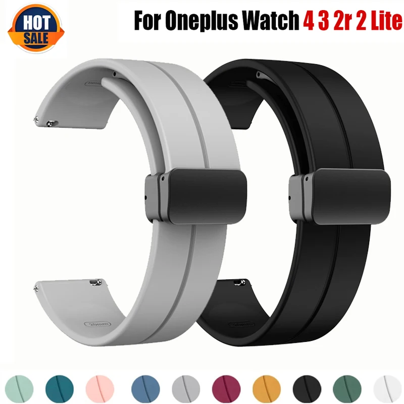 Pulseira magnética de silicone 22mm para oneplus watch 4/lite/2/2r, acessórios para smartwatch, pulseira esportiva, correia oneplus watch3 46mm