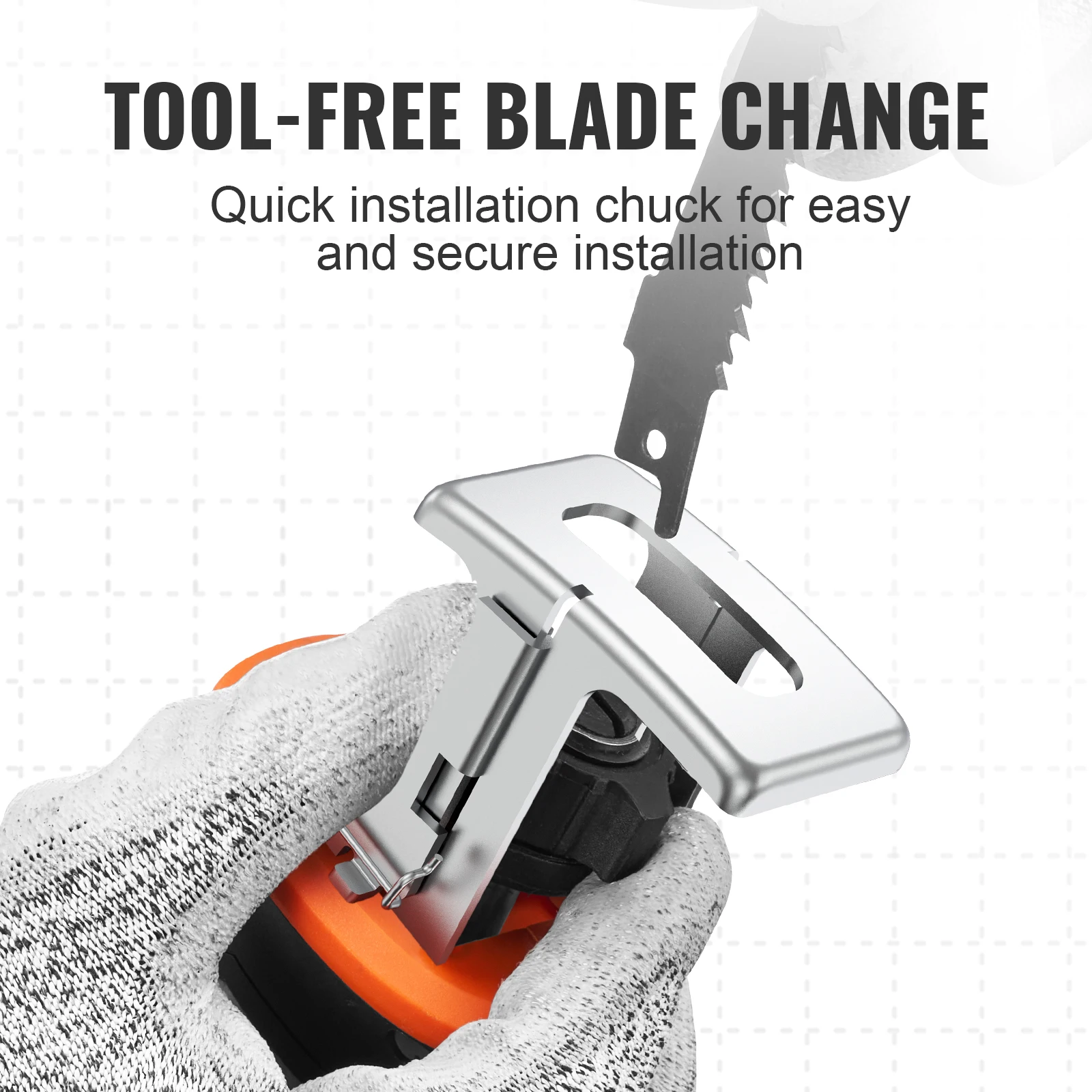 VEVOR 0-2700RPM Cordless Reciprocating Saw Variable Speed 0.8in Stroke Fast Cutting 12V 45 Mins Fast Wireless Charging