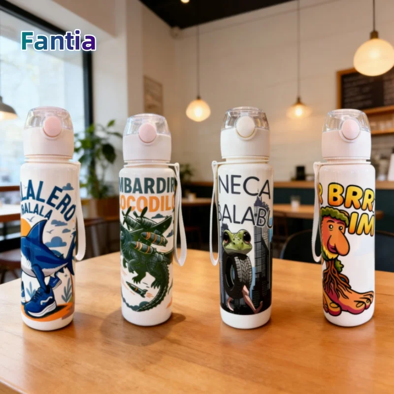Botella de agua italiana Brainrot de 700ML, vasos deportivos de dibujos animados para beber al aire libre, Tung Tung Sahur Tralalero Tralala, regalo de Navidad