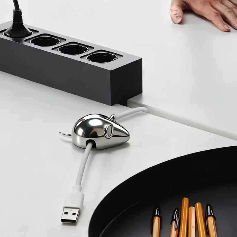 

Stainless Steel Cord Organizer Holder Desk Cable Management Wrap Simple Modern Office Desktop Decor Creative Cable Accessories
