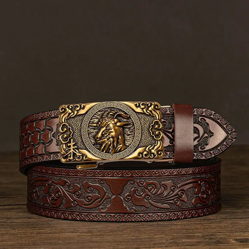 genuine-leather-belt-for-men-casual-automatic-buckle-carved-floral-pattern-new-style-taurus-zodiac-leather-belt-outdoor-campi