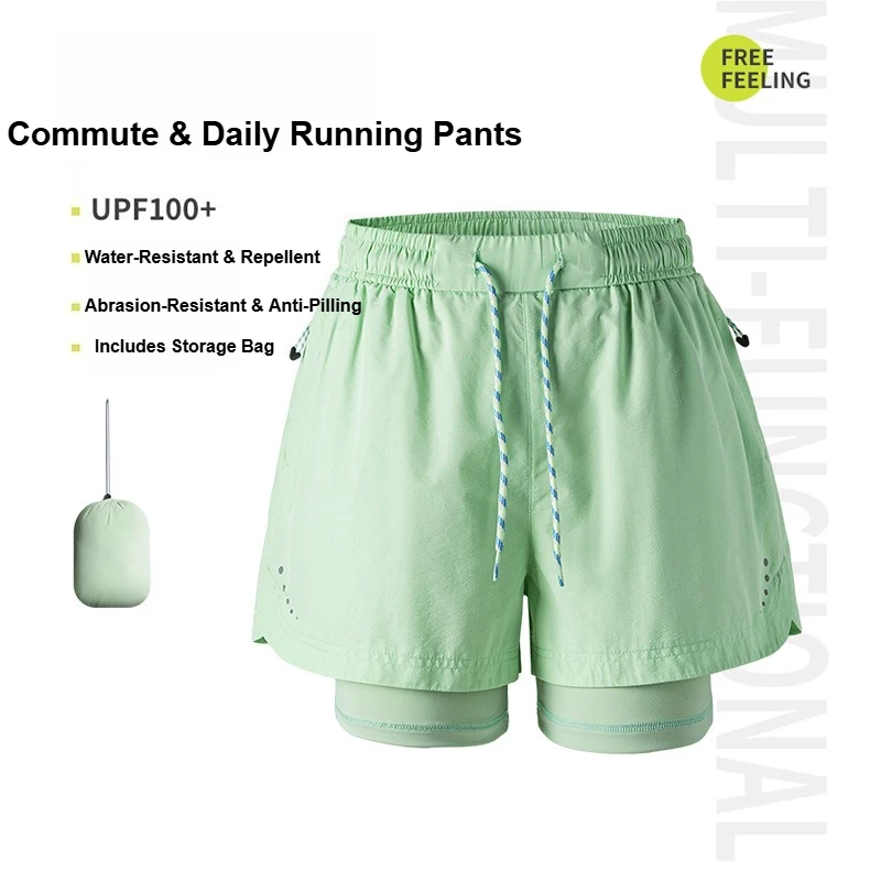 

Women 2 in 1 Running Shorts High Waisted Gym Shorts with Inner Liner Phone Pocket Sweatproof Sports Shorts for Workout Yoga