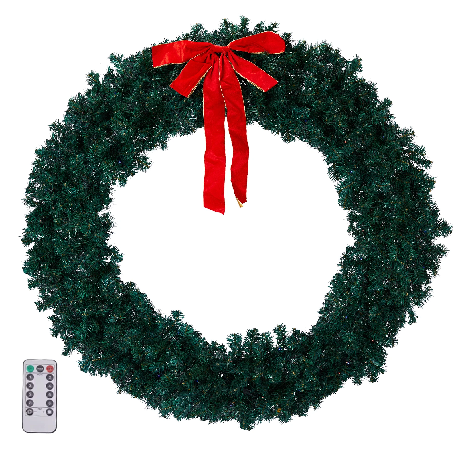 إكليل عيد الميلاد المضاء مسبقًا مقاس 60 بوصة، إكليل عيد الميلاد الاصطناعي المضاء مع 220 مصباحًا دافئًا ومتعدد الألوان و600 طرفًا من مادة PVC #1