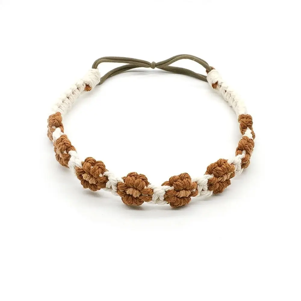 

Rope Elastic Hair Band Small Daisy Ethnic Style Turban Bohemian Headband Women Hair Scarf Macrame Hair Band Crochet Bandana