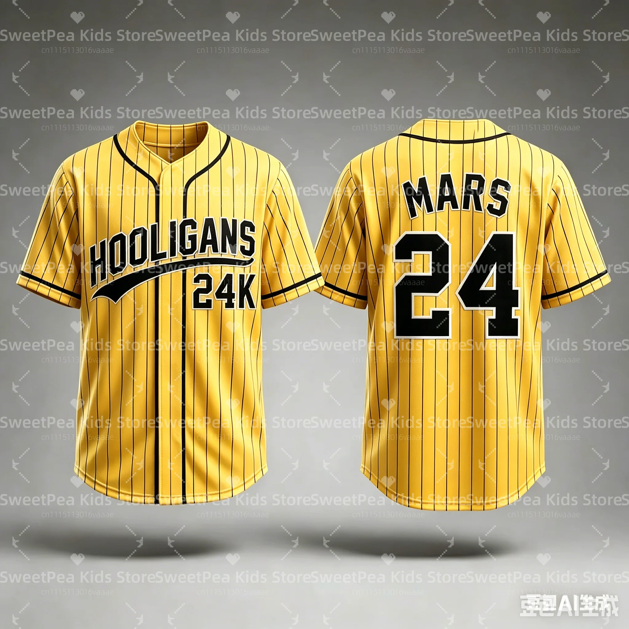 2026 Bruno Mars 24K Hooligans Baseball Jersey Men Women Unisex