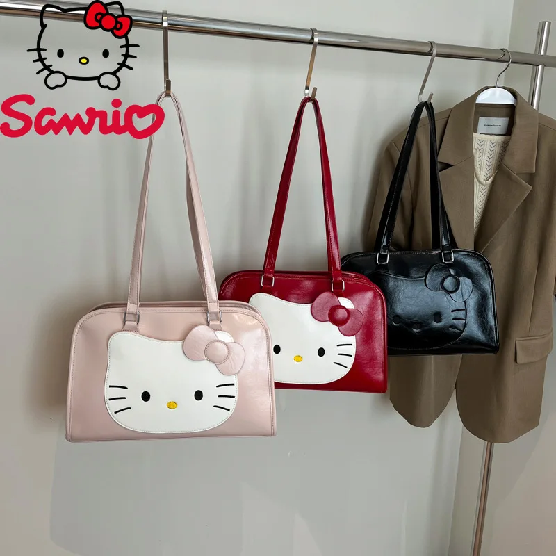 

HelloKitty New Women's Handbag Fashion High Quality PU Girls' Backpack Cartoon Solid Color Versatile Large Capacity Shoulder Bag