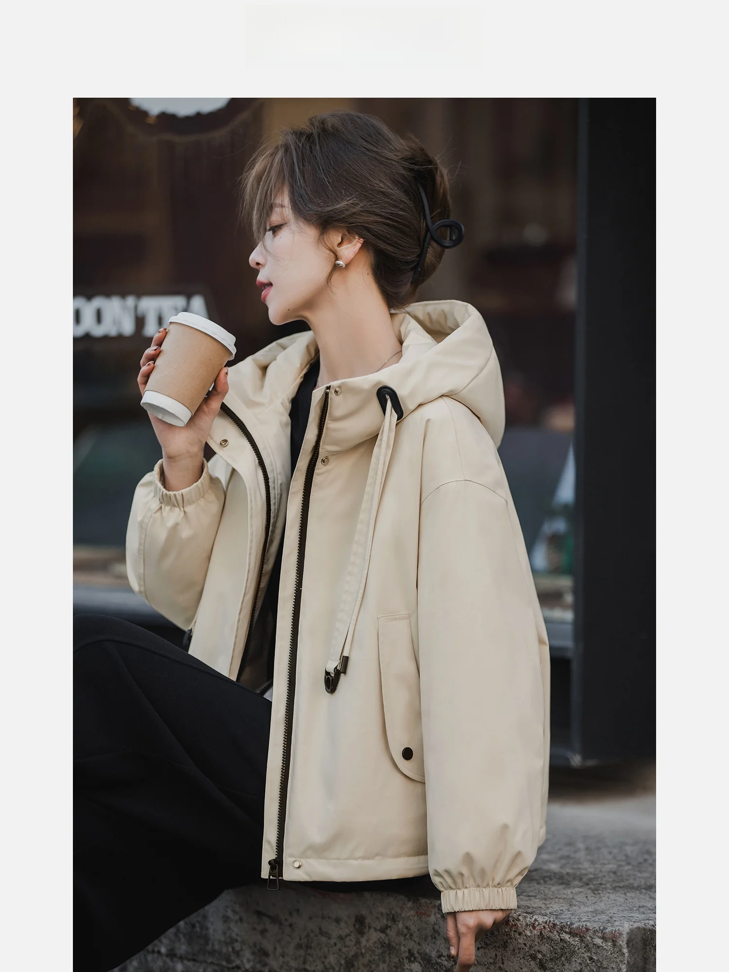 

Winter Women's ort Parka Jaet Hooded Du down Coat Casual Top Iceberg Sle Zipper Closure Long Sve YG2545008