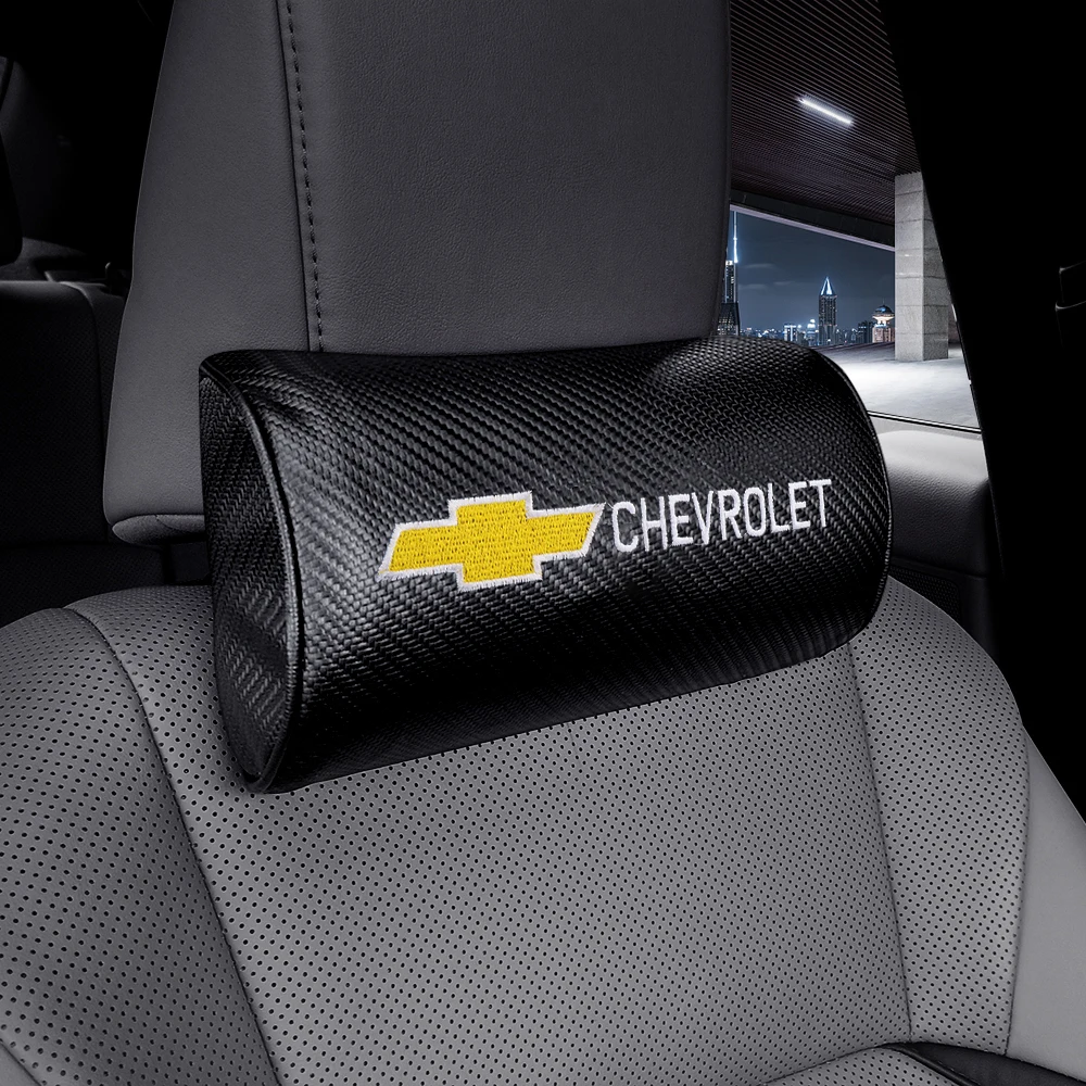 1/2PCS Car Badge Seat Headrest Soft Neck Head Support Pillow For Chevrolet Cruze Lacetti Captiva SS Z71 Sonic Sail Aveo Malibu