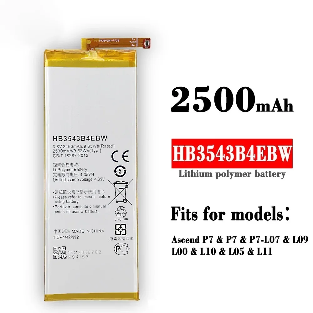 Replacement battery for Huawei P7 P7-L07 L09 L00 L10 L05 L11 mobile phone HB3543B4EBW battery