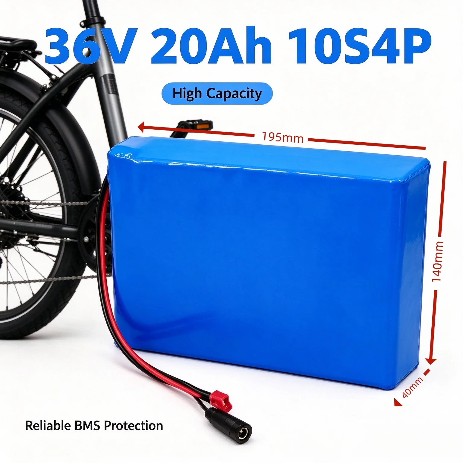 New10S4P 36V 14Ah 18650 Battery Pack Built-in BMS Long Range Portable Commuting Transportation Tool Parts for Skateboard Board