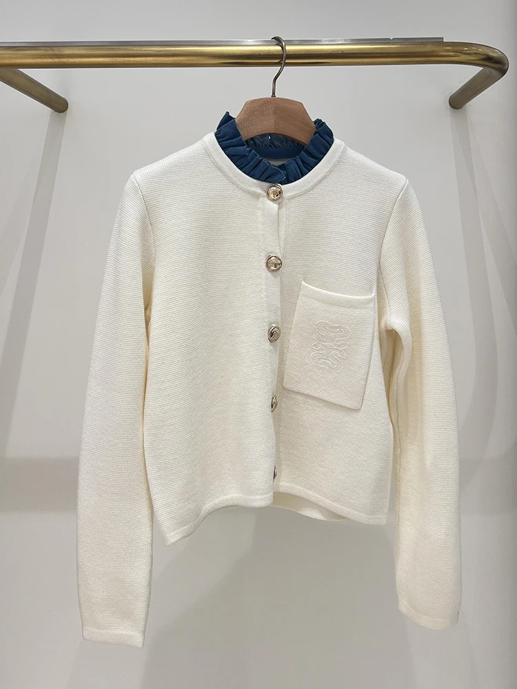 

S Home Nan You Высококачественный женский вязаный кардиган, осенний маленький Fraance Sle, воротник с ушами, цветная блузка, верхняя одежда