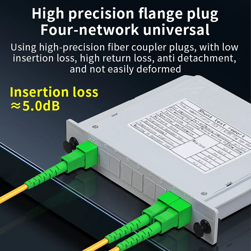 

SCAPC/SCUPC 1x2/1x4/1x8/1x16 Волоконно-оптический разветвитель Вставка кассетной карты Разветвитель ПЛК FTTH Волоконно-оптический разветвитель