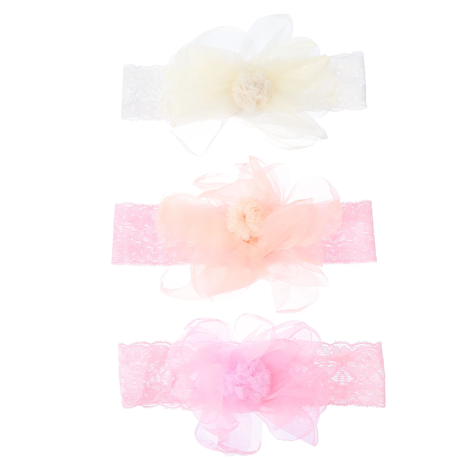 

3pcs Flower Lace Hairband Kids Headwear Elastic Baby Girl Accessories Bright Colors High-Quality Non-Irritating Durability