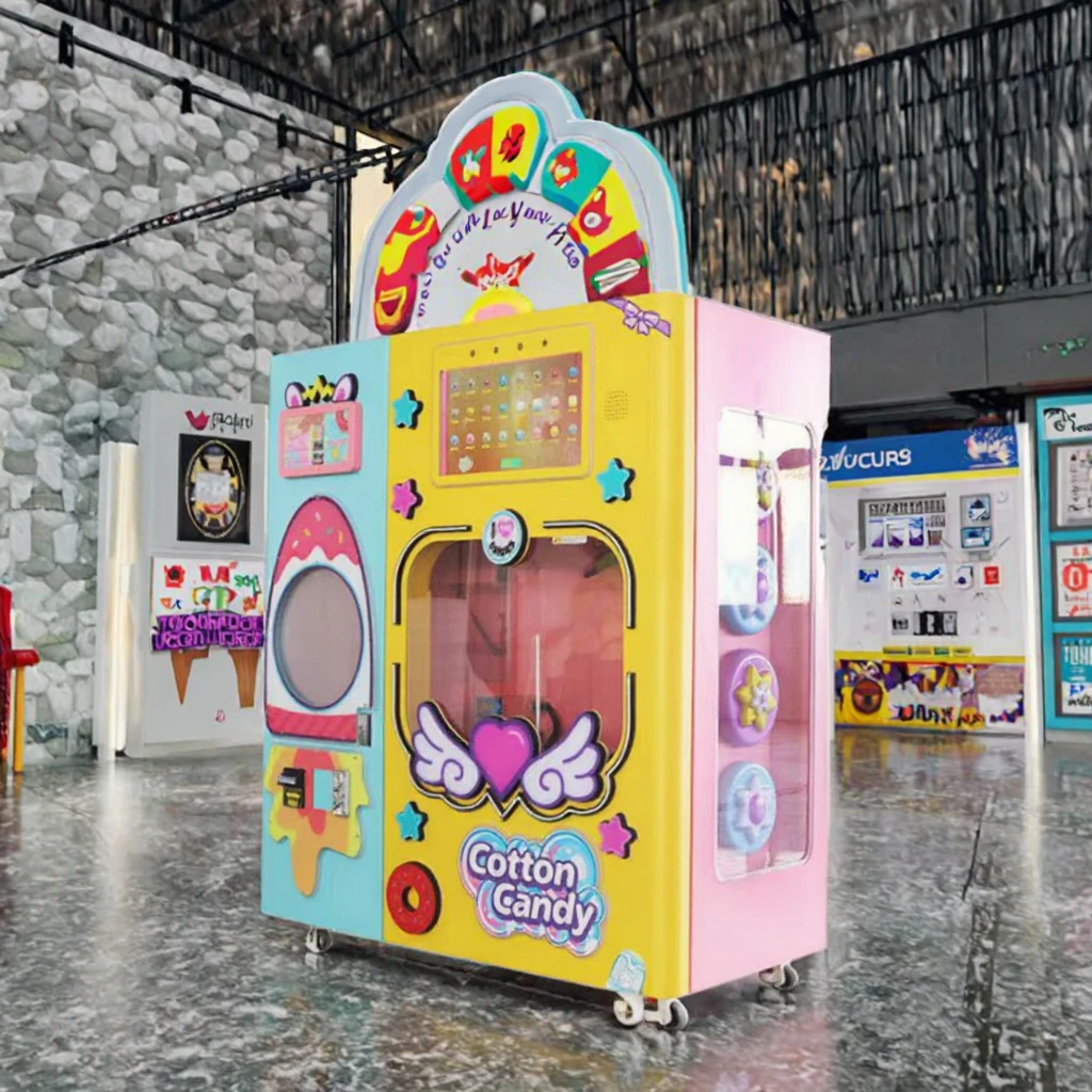 

New Sugar Cotton Vending Machine Indoor Use Credit Card Coin Operated Convenient Indoor Coin Card Operated Cotton Candy Machine