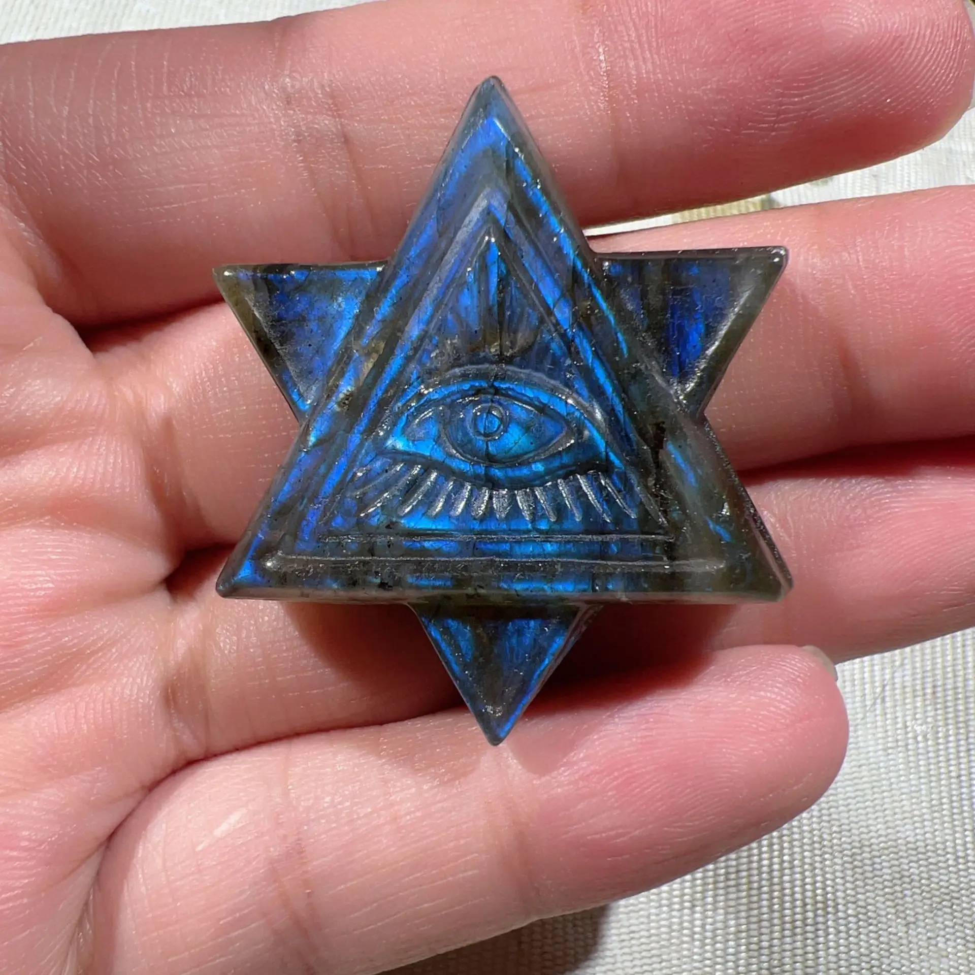 

Natural Labradorite Raw Crystal Carved Power Eye