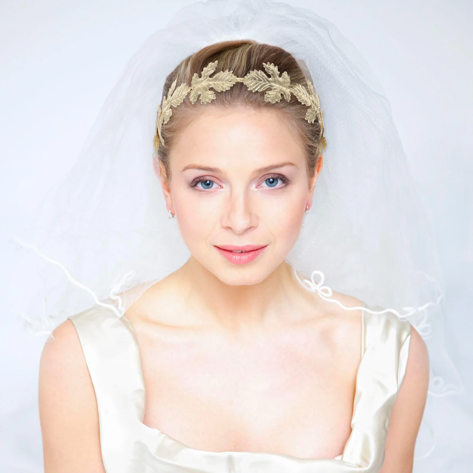 

Metal Leaf Headband Gold Plated Maple Design Unique Eye Catching Fashionable Look Bridal Wedding Accessories for Bride Flower