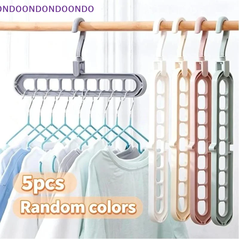5Pcs 9-hole Wardrobe Storage Rack Multifunctional Foldable Clothes Drying Rack Storage Clothes Rack Space-saving Clothes Hanger