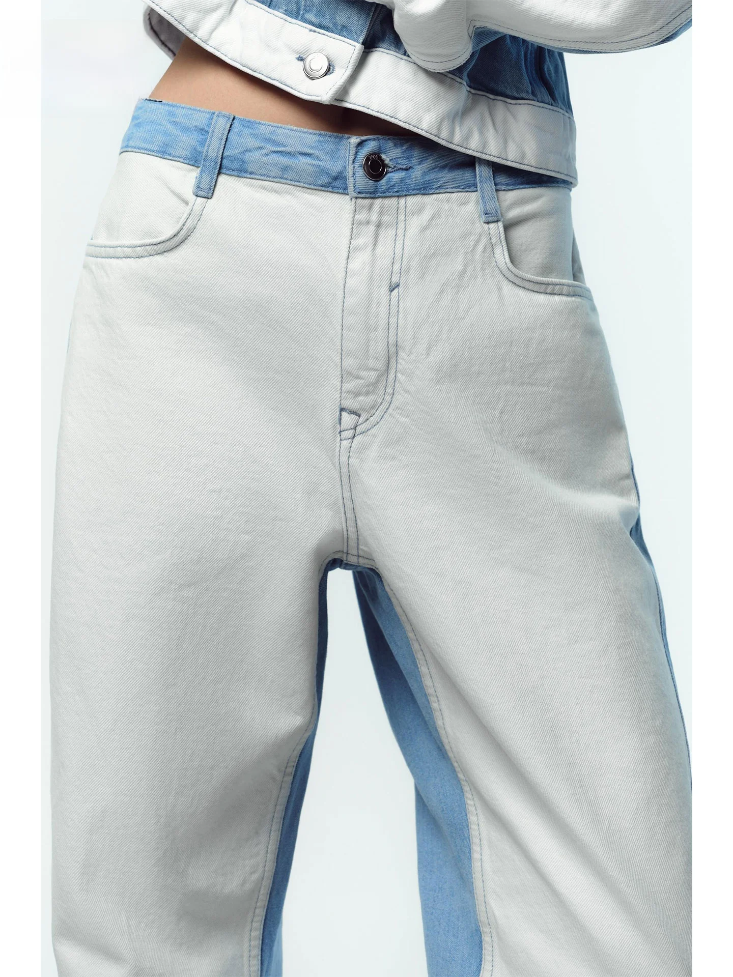 

Fall 2025 Slim Fit mid Waist Straight Leg Patchwork Jeans Women's Faionable Versatile Ele Sle No Stretch l Waist