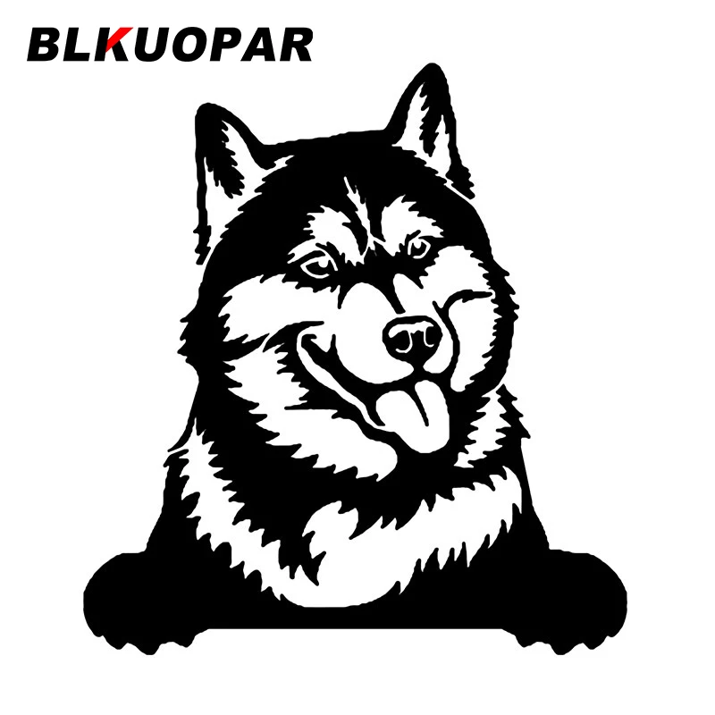 BLKUOPAR Siberian Husky Dog Peeking Car Stickers Fashion Animal Decal Waterproof Die Cut Windshield Helmet Car Styling