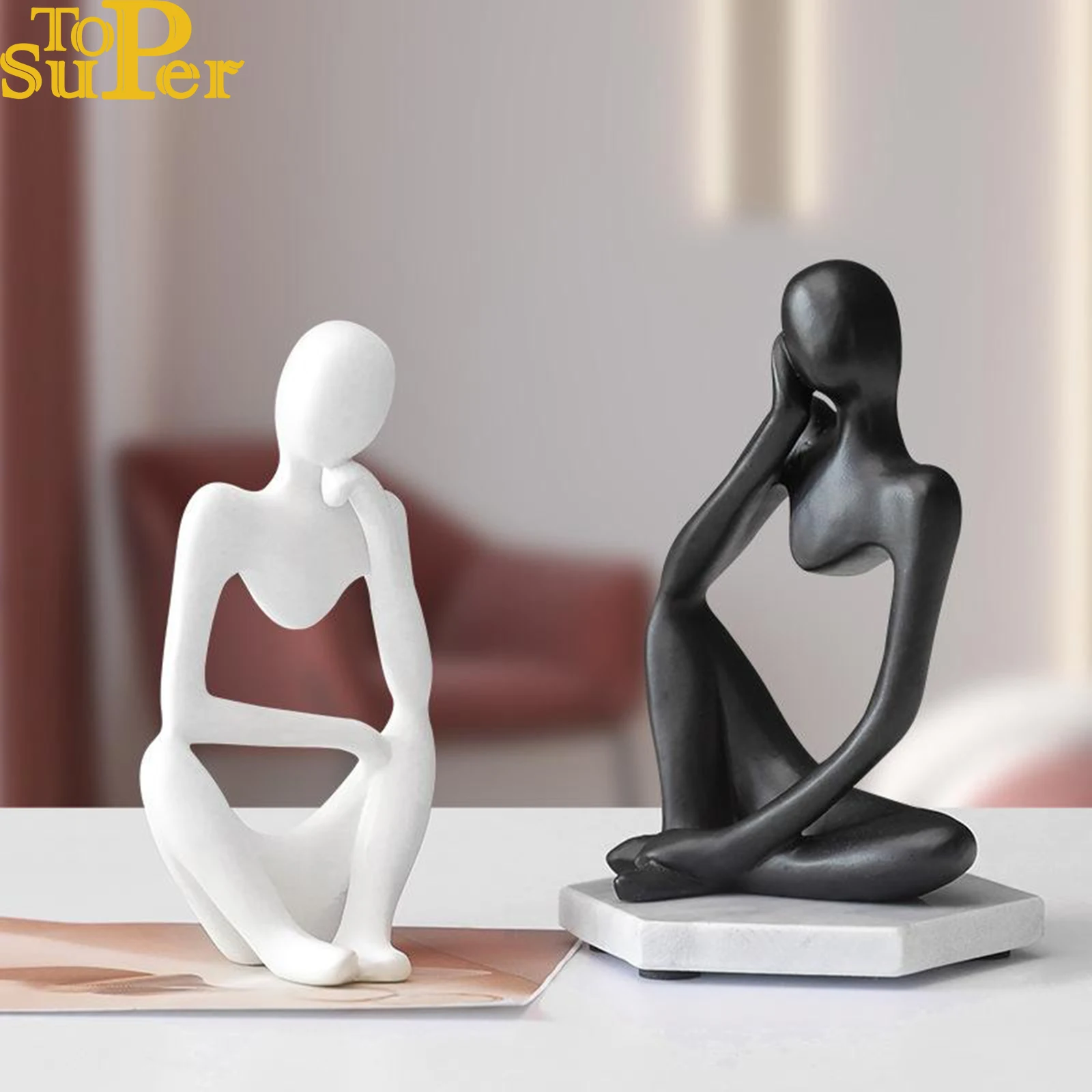 Thinker Statue Abstract Figure Sculpture Small Ornaments Resin Statue Home Crafts Home Decoration Modern Figurines For Interior