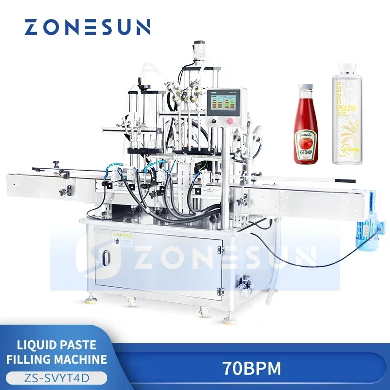 Zonesun Riempitrice a doppio sistema Riempitrice per liquidi Riempitrice per pasta spessa Riempitrice a pistone Pompa magnetica ZS-SVYT4D