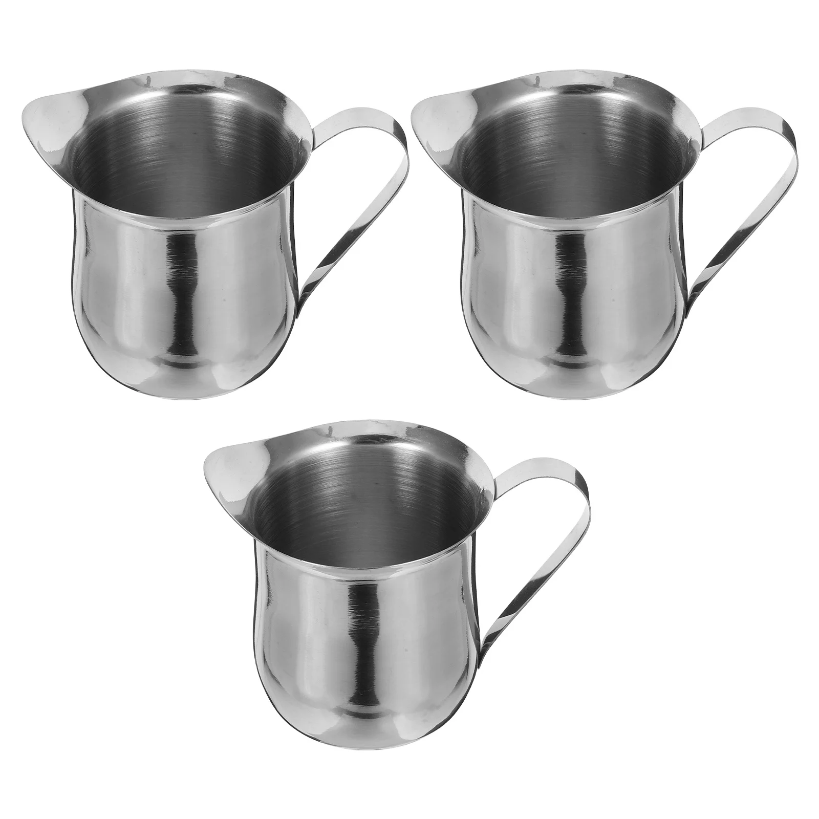 

3Pcs Stainless Steel Milk Frothing Pitcher Set Modern Ergonomic Design Heat Resistant for Latte Cappuccino Coffee Small Milk Jug