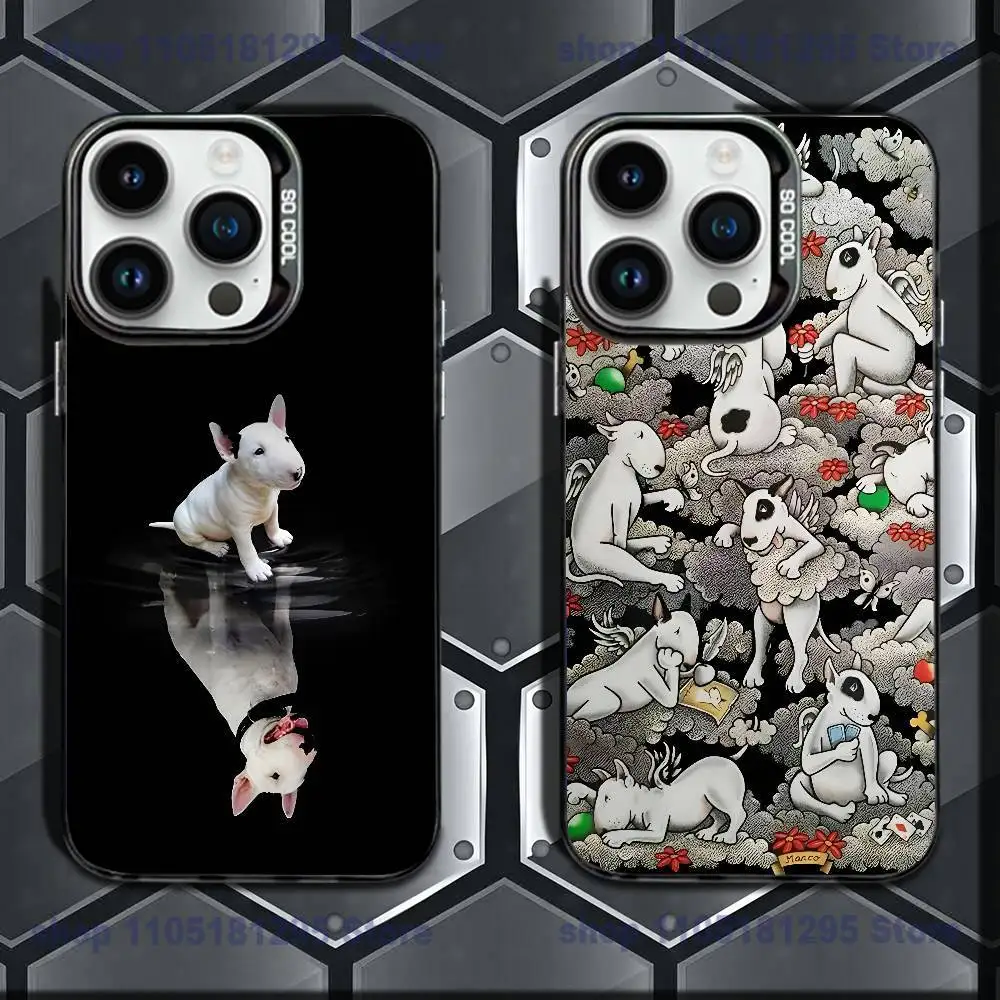 

Funny Bull Terrier Dog Phone Case IMD Color Silver Shell For IPhone 17,16,15,14,13,12,11 Pro Max Plus