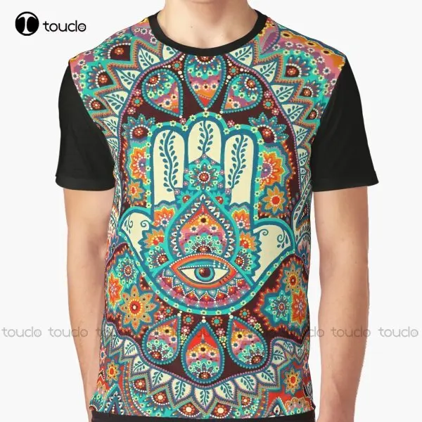 

Hamsa Hand Graphic T-Shirt Custom Aldult Teen Unisex Digital Printing Tee Shirts Custom Gift Xxs-5Xl Streetwear