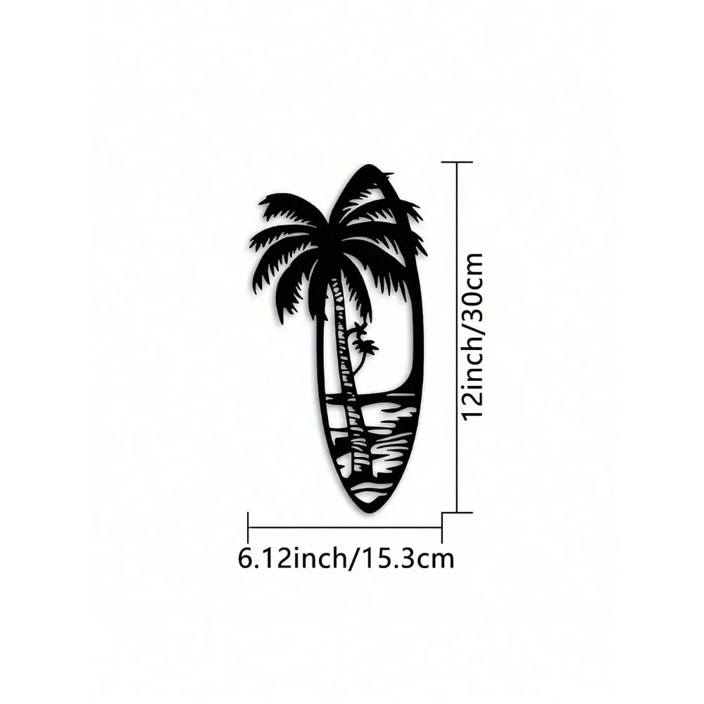 Chic Surfboard Metal Wall Art Ocean Beach Decor Waterproof Rust-Proof Indoor Outdoor Holiday Gift