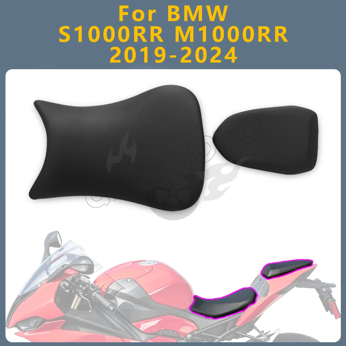 

S1000RR 2024 Motorcycle Front Rider Seat Cushion Rear Seat Pillion Passenger Pad accessories For BMW S 1000 RR M1000RR 2023-2019