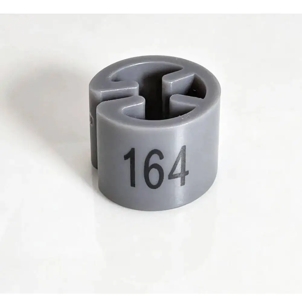 200 Stück/Lot graue Kunststoff-Kleiderbügel-Größenmarkierungen, vorgedruckt, kreisförmiger Würfelclip, 104–170 Größen, sortiert, Zubehör für Kleiderbügelteiler – Detail 4