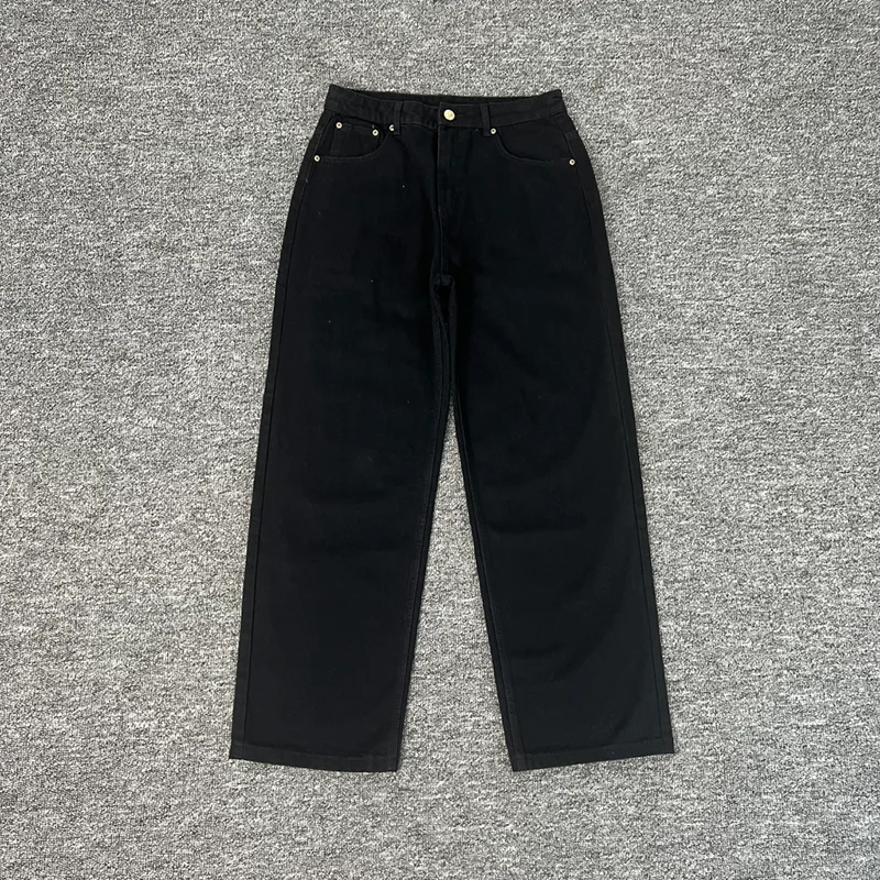 

Derschutze 2026 New American High Street Awakening Loose Straight Black Pants Men Women Fashion Versatile Jeans