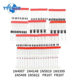 50-200pcs Fast Switching Schottky Diode 1N4007 1N4148 1N5819 1N5399 1N5408 1N5822 FR107 FR207 Rectifier Diodes Kit