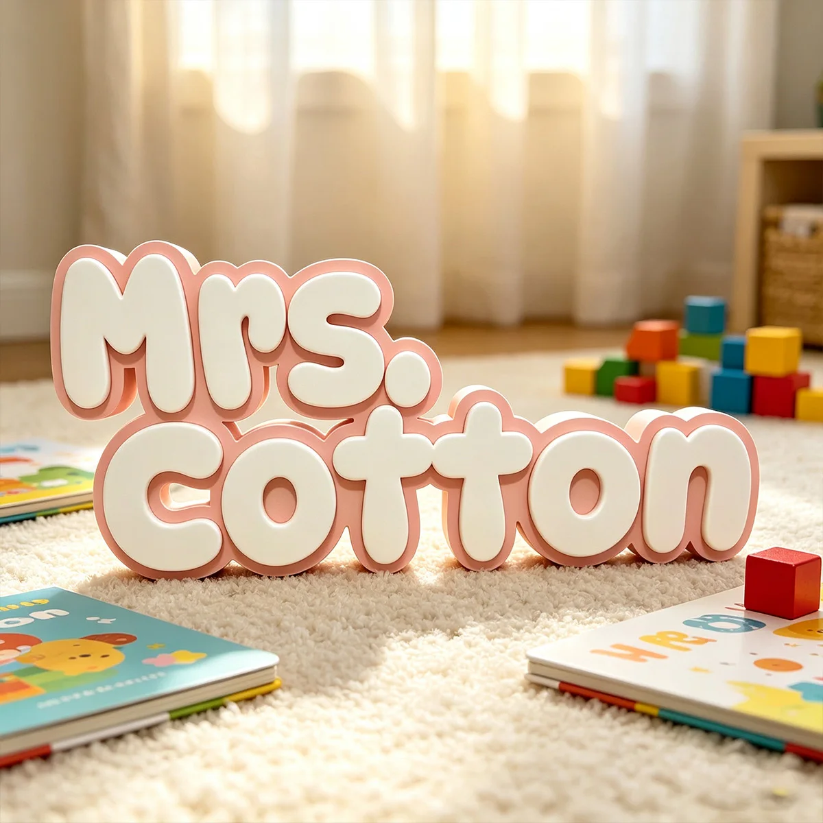 3D Printed Custom Freestanding Name Sign, Pastel Cute Letter Plaque Personalized Tabletop Name Decor for Nursery Kids Room Deskt