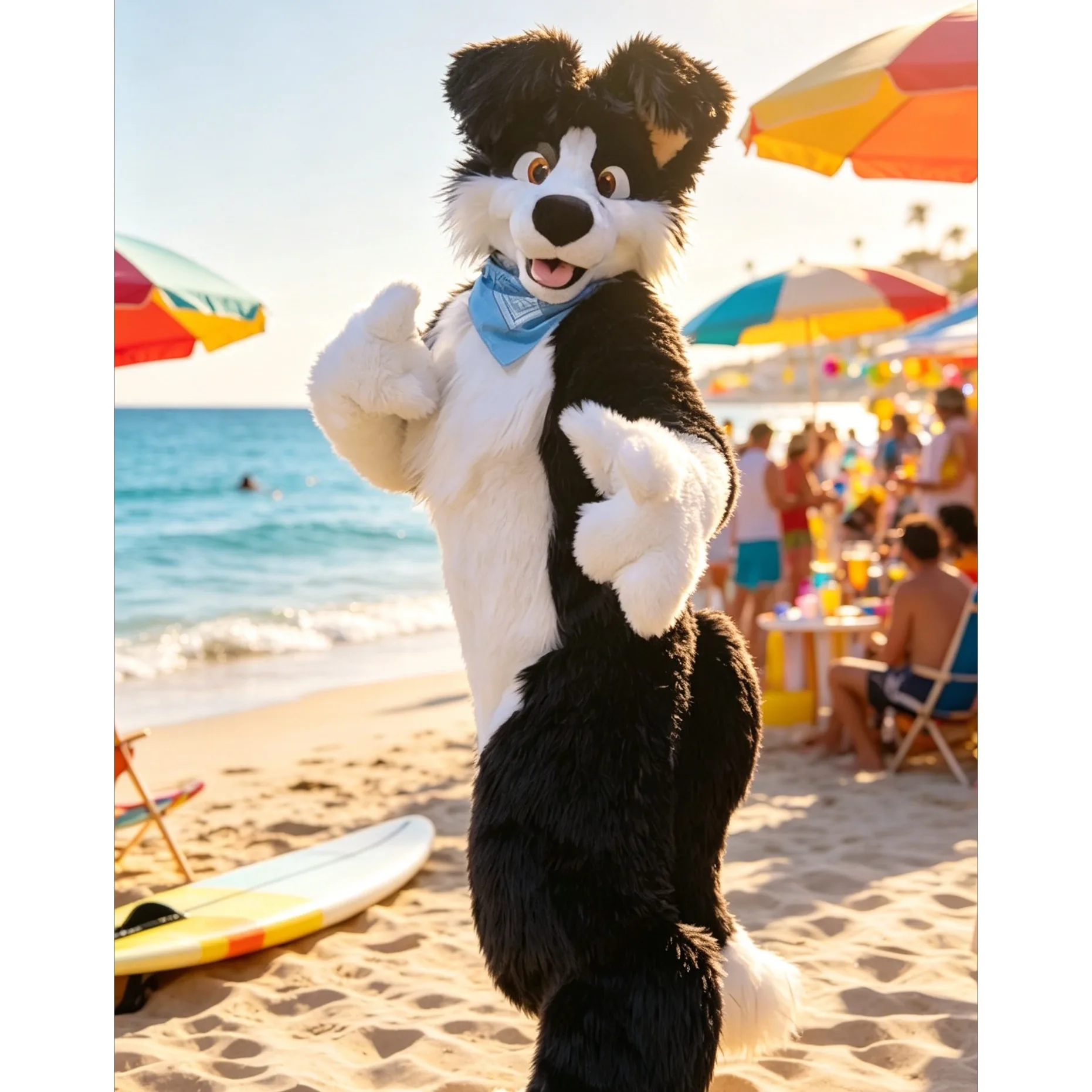 Schwarz-Weißes Pelziges Husky-Fursuit Wolf-Fuchs-Hund Maskottchen-Kostüm Ganzkörper-Outfit Weihnachts- und Geburtstags-Party Kostüme