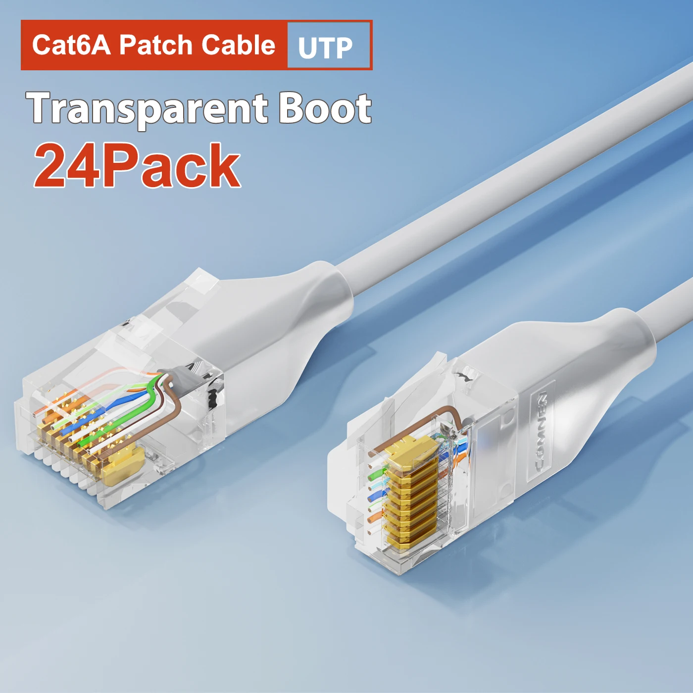 COMNEN 24 Pack Ethernet Lighting Patch Cable Flexiable Slim Cat6a 10G POE LAN Cable for Switch Ps5 Router Xbox Computer image 3